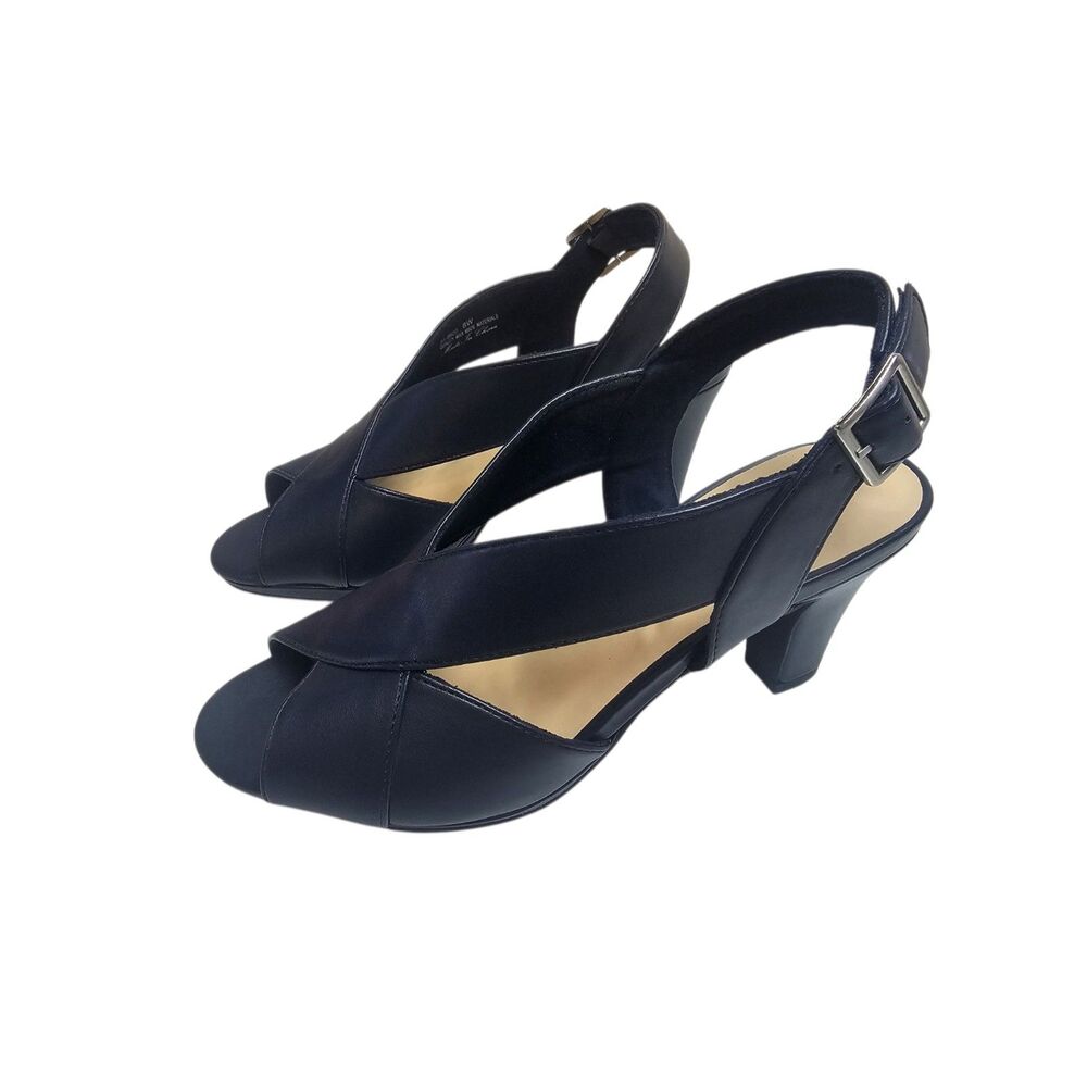 New Easy Street Women's Christy Heeled Sandals Navy 8 Wide